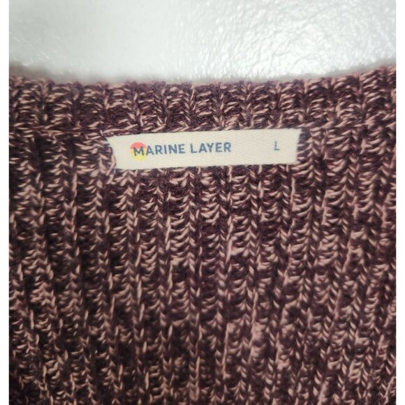 Marine Layer Women's Sz. L Plum Multi V Neck Sweater - Picture 2 of 7